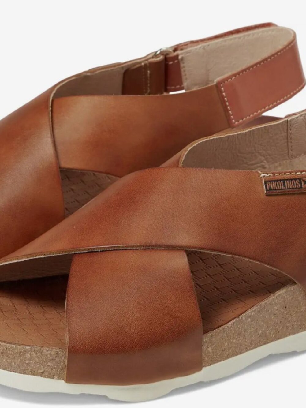 Pikolinos Mahon Tan Brown Leather Crisscross Slingback Sandals